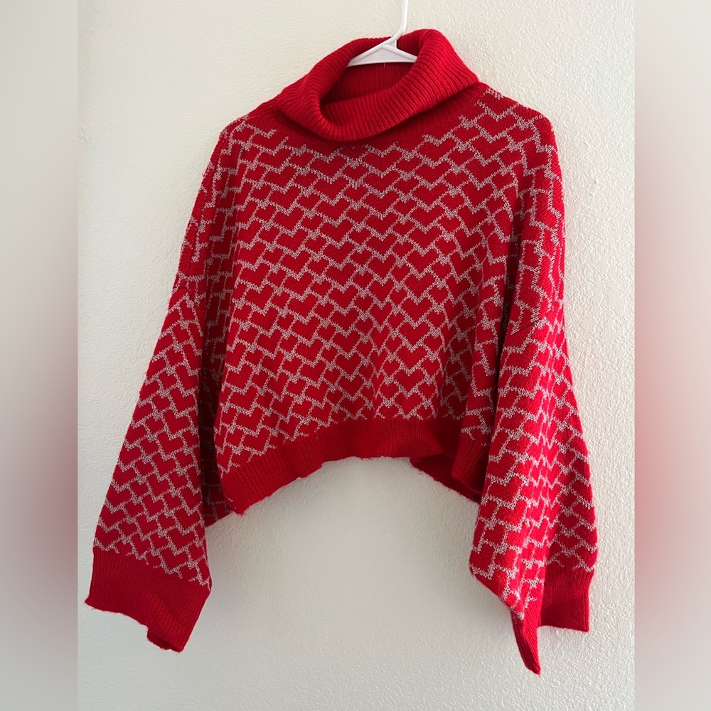 Anthropologie Red and White Sweater